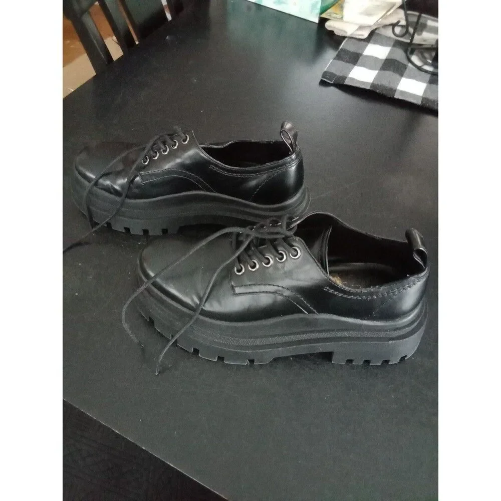 Zara Black Platform Lace-Up Oxfords
